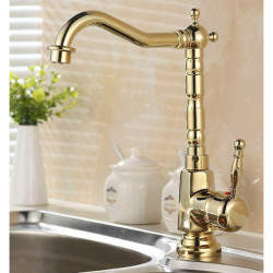 New Arrivals European Retro Style Gold Color Finish Kitchen Tap Bathroom Sink Tap Solid Brass Basin Hot Cold Mixer Water Taps