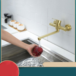 304 Stainless Steel Europe styles Gold into the wall double-hole extension mouth Hot and Cold Kitchen Tap