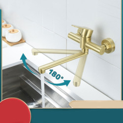 304 Stainless Steel Europe styles Gold into the wall double-hole extension mouth Hot and Cold Kitchen Tap