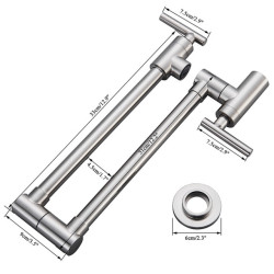 Pot Filler Double Joint Spout Folding Stretchable Swing Arm Wall Brass Kitchen Tap Single Hole Two Handle Kitchen Sink Tap