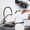 Golden Water Filter Kitchen Tap Brass Drinking Filtered Crane Dual Spout Mixer 360 Degree Rotation Water Purification Taps
