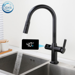 Oxg Black Kitchen Tap Gourmet Tap Kitchen Pull Out Kitchen Sink Tap Digital Display Function Rotatable Kitchen Taps