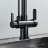 Matte Black Smart Touch Kitchen Tap Double Handle 360 Rotation Pull Out Sensor Sink Taps With Water Filter Tap