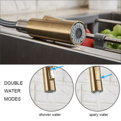 Senlesen Kitchen Sink Tap Pull Out Sprayer Nozzle Black Gold Tap Deck Mount Hot and Cold Water Single Hanlde Kitchen Sink