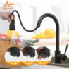 Suguword Matte Black Kitchen Tap 3 Function New Blade Outlet Mode Pull Out Sprayer Kitchen Mixer Tap Hot and Cold Water Taps