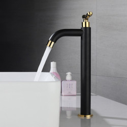 Tianview 304 Stainless Steel Basin Tap Black Round Tube Elbow Single Cold Tap Bathroom Toilet Basin Tap