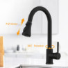 Suguword Matte Black Kitchen Tap 3 Function New Blade Outlet Mode Pull Out Sprayer Kitchen Mixer Tap Hot and Cold Water Taps