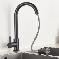 Suguword Matte Black Kitchen Tap 3 Function New Blade Outlet Mode Pull Out Sprayer Kitchen Mixer Tap Hot and Cold Water Taps