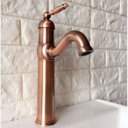 Antique Red Copper Brass Single Handle Lever Bathroom Kitchen Basin Sink Tap Mixer Tap Swivel Spout Deck Mounted