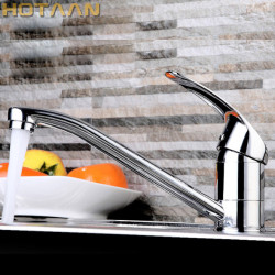 Modern Kitchen Sink Tap Mixer Cold and Hot Tap Single Hole Water Tap Rotate 360 Degrees Chrome Plated