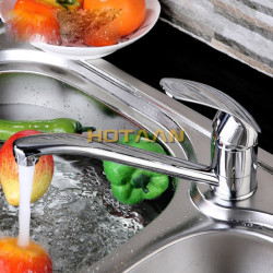 Modern Kitchen Sink Tap Mixer Cold and Hot Tap Single Hole Water Tap Rotate 360 Degrees Chrome Plated