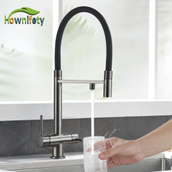 Gun Grey/Black/Chrome Kitchen Purified Taps Dual Handels Cold Hot Water Mixer Crane Tap Filter Water Modern Tapware