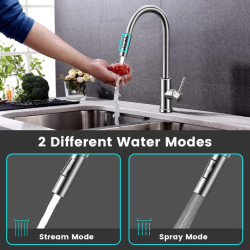 Touch Kitchen Taps with Pull Down Sprayer Brushed Nickel Hot Cold Pull Out Kitchen Mixer Tap Sensitive Sensor Kitchen Tap