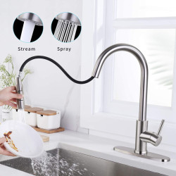 Touch Kitchen Taps with Pull Down Sprayer Brushed Nickel Hot Cold Pull Out Kitchen Mixer Tap Sensitive Sensor Kitchen Tap