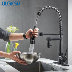 Bronze Kitchen Tap 360 Rotate Single Handle Pull Down Spray Head Ducha Hot and Cold Water Mixer Tap For Kitchen Sink