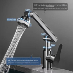 Rotating Tap Household Kitchen Bathroom Sink Accessories Washbasin Folding Pressurized Cold and Hot Dual Control Tap