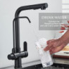 Rozin Filter Kitchen Tap Black 2 in 1 Purification Kitchen Taps Flexible Pull Out 2 Ways Nozzle Hot Cold Mixer Tap Crane