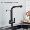 Rozin Filter Kitchen Tap Black 2 in 1 Purification Kitchen Taps Flexible Pull Out 2 Ways Nozzle Hot Cold Mixer Tap Crane