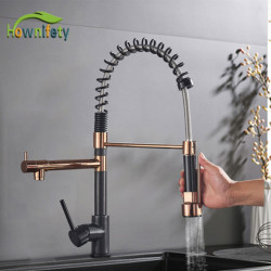 Popular Kitchen Spring Sink Tap Rose Gold Color New Matching Hot Cold Bath Mixer Tap Modern Free Rotation Pull Down Spout