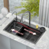 Kitchen Sink 304 Stainless Steel Waterfall Sink Basin Large Single Bowl With Multifunction Touch Waterfall Tap