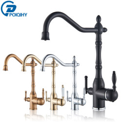 Chrome Black Tap for Water Filter Tap with Water Purifier Filter Kitchen Tap 3 in 1 Mixer Tap Rotating Spout Water Tap