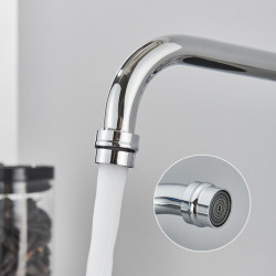 Chrome Kitchen Sink Tap Long Spout Rotation Daul Handle Cold Hot Water Mixer Washing Tub Crane