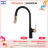 Bagnolux Black Rose Gold Deck Mounted Kitchen Tap Two Function Single Handle Pull Out Mixer Hot and Cold Water Pull Out Taps