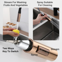 Bagnolux Black Rose Gold Deck Mounted Kitchen Tap Two Function Single Handle Pull Out Mixer Hot and Cold Water Pull Out Taps