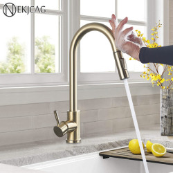 Smart Touch Kitchen Tap Sensor Sink Taps Pull Out 360 Rotation Hot Cold Water Mixer Tap Sensitive Touch Control Kitchen Crane