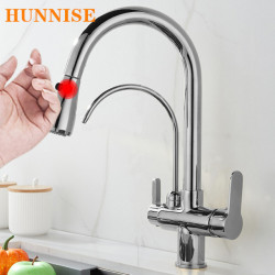 Hot Cold Touch Filter Kitchen Taps Quality Brass Pull Out Kitchen Mixer Tap Wall Mounted 3 Way Pull Down Touch Kitchen Tap