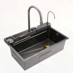 NEW Kitchen Sink Waterfall Tap for Kitchens Technology Integrated Large Single Slot Digital Display 304 Stainless Steel