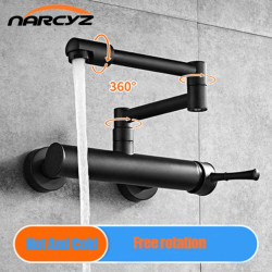 Kitchen Tap 360 Degree Rotating Black Wall Tap Mixer sink wall mounted Tap Cold and Hot Tap Wall tap XT-186