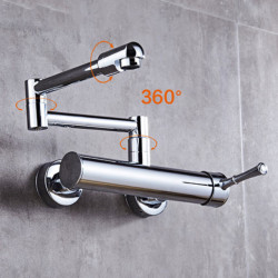 Kitchen Tap 360 Degree Rotating Black Wall Tap Mixer sink wall mounted Tap Cold and Hot Tap Wall tap XT-186