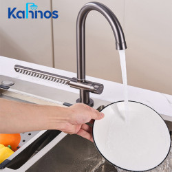 Waterfall Sink Tap for Kitchen Stainless Steel Kitchen Tap Rotation Flying Rain Tap Single Hole Cold Water Outlet Tap