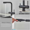 Kitchen Pull-out Filtered Tap Black Brass Purifier Tap 360 Rotation Dual Sprayer Drinking Water Tap Vessel Sink Mixer Tap