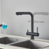 Kitchen Pull-out Filtered Tap Black Brass Purifier Tap 360 Rotation Dual Sprayer Drinking Water Tap Vessel Sink Mixer Tap