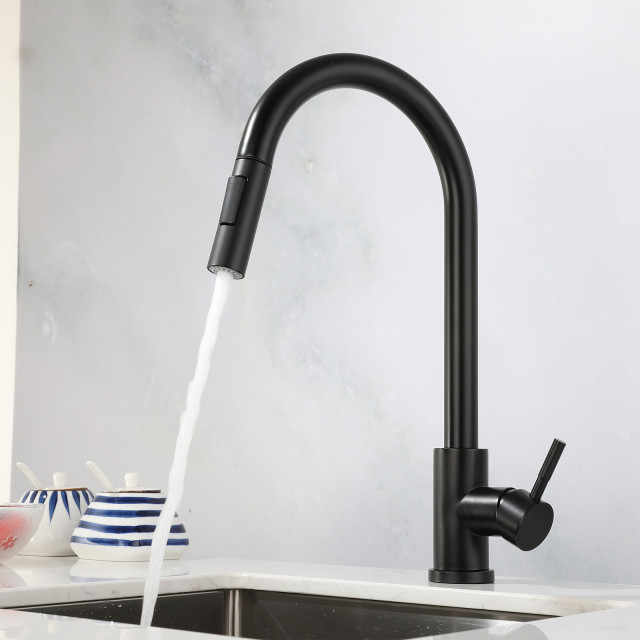 Black Gourmet Tap kitchen pull out Kitchen sink Tap kitchen Tap two water outlet modes kitchen tap kitchen mixer