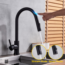 Pull Out Sensor Black Kitchen Tap Sensitive Touch Control Tap Mixer For Kitchen Touch Sensor Kitchen Mixer Tap