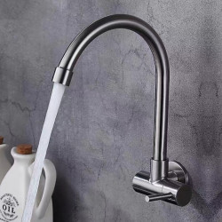 Kitchen sink Tap installation on the wall 304 stainless steel 360 ° rotatable bathroom wash basin cold water Tap