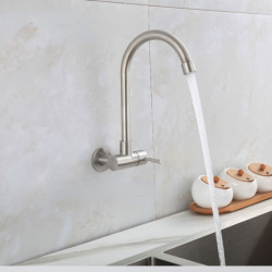 Kitchen sink Tap installation on the wall 304 stainless steel 360 ° rotatable bathroom wash basin cold water Tap