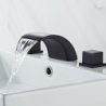 Black Bathroom Sink Tap 3 hole Basin Waterfall Tap Hot And Cold Water Bathtub Split Washbasin Mixer Taps Three Piece Set