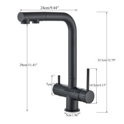 Brass Purified Kitchen Sink Tap Retractable Sink Mixer Tap Dual Handle Deck Mounted Crane Two Mode Kitchen Mixer Tap Hot & cold