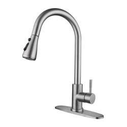 Kitchen Tap Pull Out Kitchen Sink Water Tap Single Handle Mixer Tap 360 Rotation Kitchen Brushed Sliver Tap