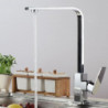 Square Kitchen Taps 360 Degree Rotation Hot and Cold Water Taps Deck Mounted Mixer Tap Stainless Steel for Household Basin