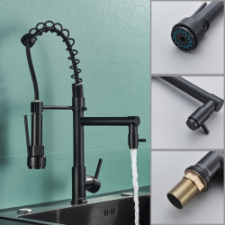 Senlesen Spring Kitchen Taps Pull Down Kitchen Sink Tap Brass Deck Mounted Two Spouts Double Mode Hot Cold Mixer Tap Crane
