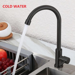 Matt black Single Cold kitchen Tap swivel kitchen tap Europe style total sink tap 304 stainless steel