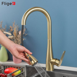 Fliger Pull Out Kitchen Tap Gold Kitchen Tap Stainless Steel Kitchen Sink Taps Pull Out Spout Kitchen Sink Mixer Tap