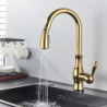 Golden Deck installation Pull Out Kitchen Tap Spray Kitchen Tap 360° Rotattble Hot Cold Sink Mixer Boost Mode Rose Golden