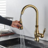 Golden Deck installation Pull Out Kitchen Tap Spray Kitchen Tap 360° Rotattble Hot Cold Sink Mixer Boost Mode Rose Golden