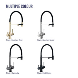 Gunmetal Kitchen Tap Filter 360 Swivel Pure Water Tap for 3 Ways Kitchen Pull Out Purification Water Mixer Double Handle